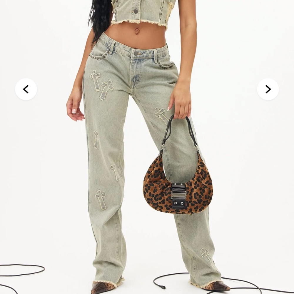 Women's Flare Jeans with Cross Details 14-16